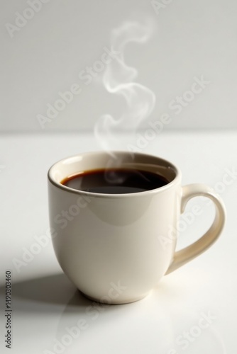 Wallpaper Mural Aromatic Steam Rising from a Cup of Dark Brewed Coffee on a Bright White Surface Torontodigital.ca