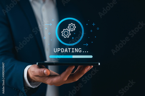 Digital Software Update Process with Progress Animation Display