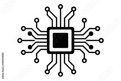 Circuit Pattern Board Icon Drawing