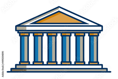 Classical Bank Building Icon Vector