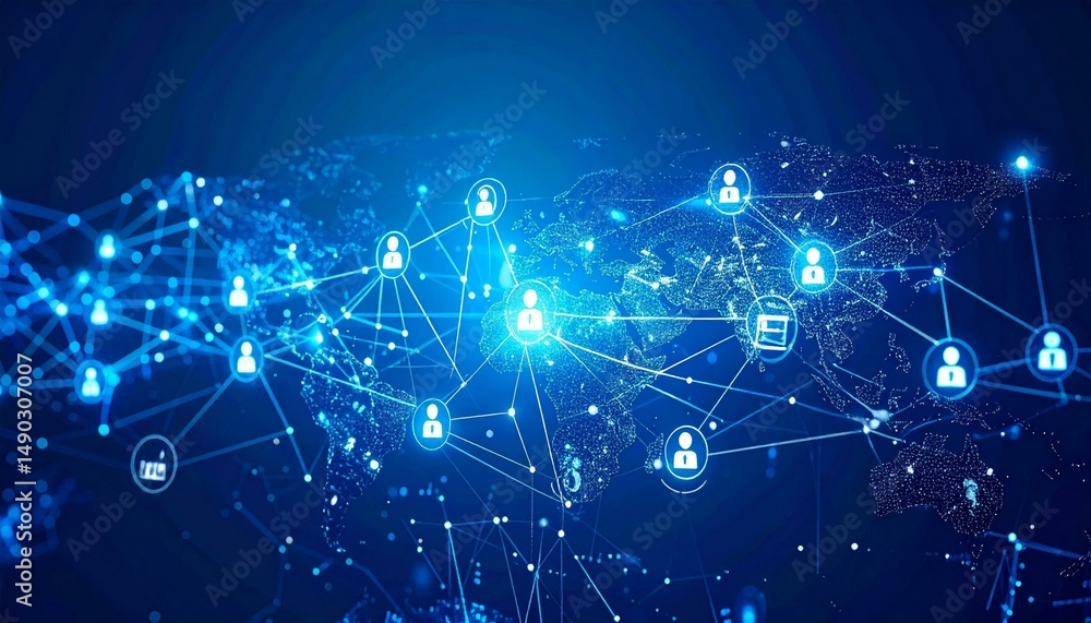 Obraz premium Global Network Connection Map