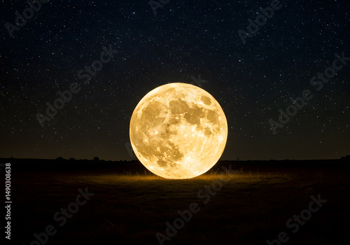Full moon night sky landscape