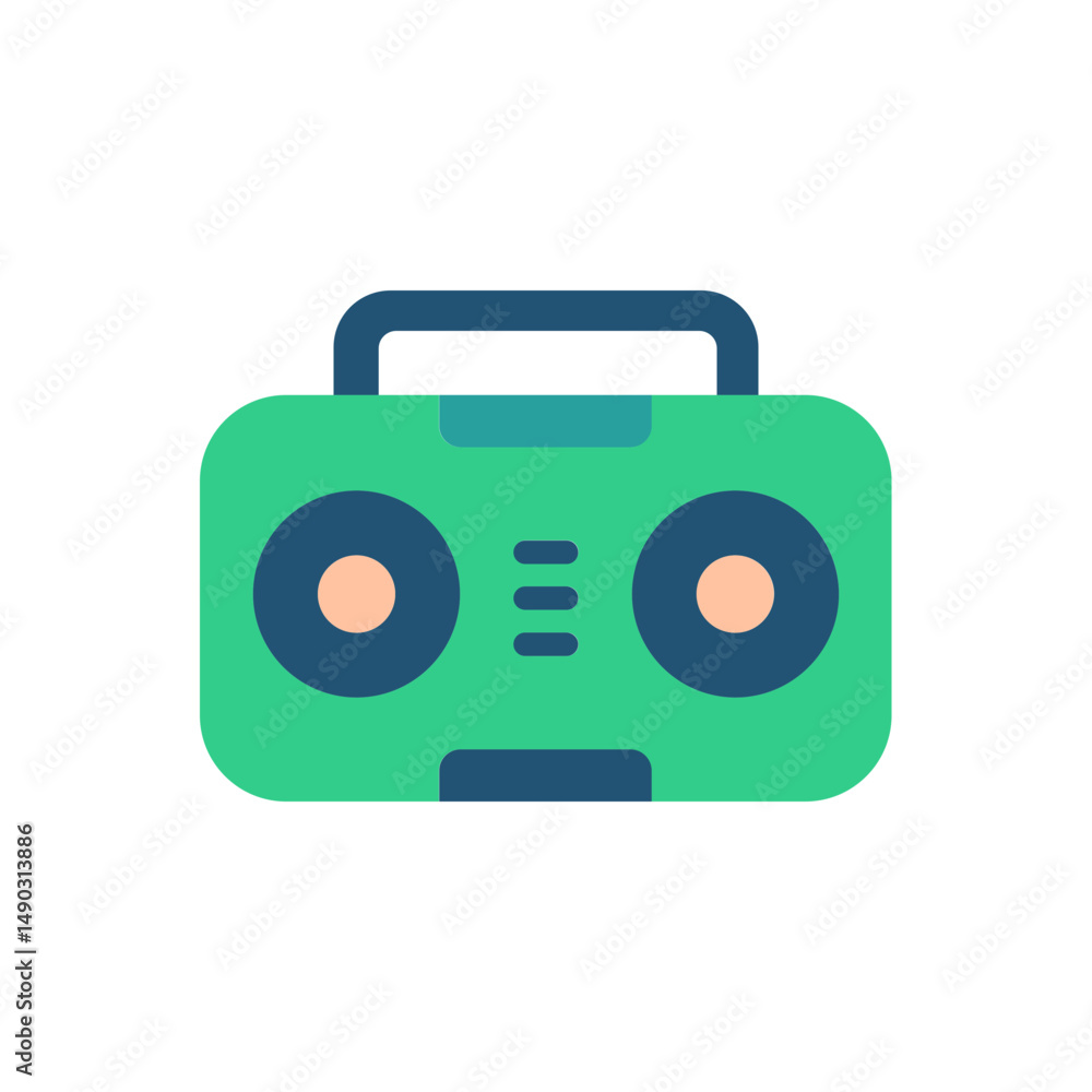 Retro style portable audio player graphic illustration on transparent canvas Retro style portable audio player graphic illustration on transparent canvas