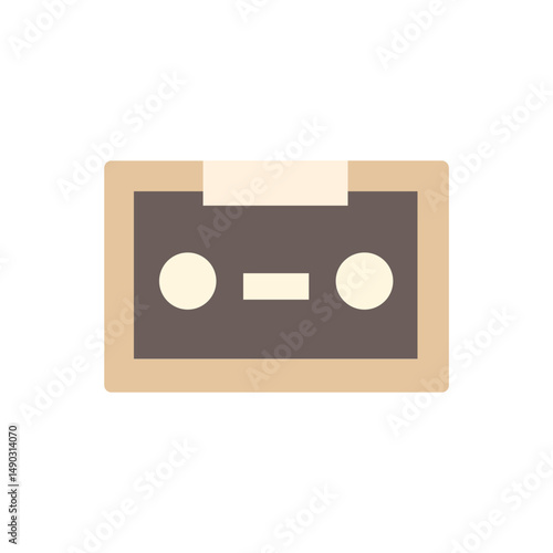 Retro audio tape illustration with soft neutral color palette on transparent backdrop