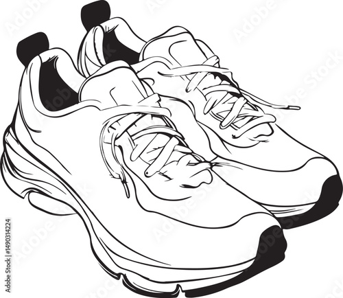 sketch of a pair of running shoes