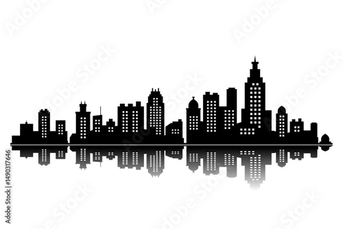 Wallpaper Mural city ​​panorama vector black silhouette city architecture Torontodigital.ca