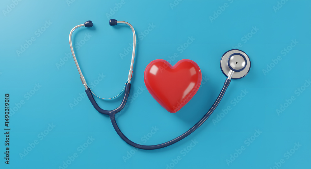 Stylized Red Heart and Stethoscope - Healthcare Symbol Stylized Red Heart and Stethoscope - Healthcare Symbol