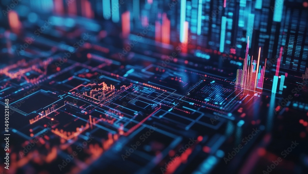 Obraz premium Abstract Digital Circuitry: A Futuristic Techscape