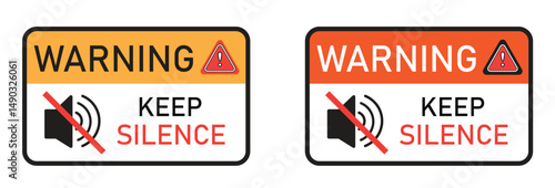 Warning keep silence icon, sound warning sign
