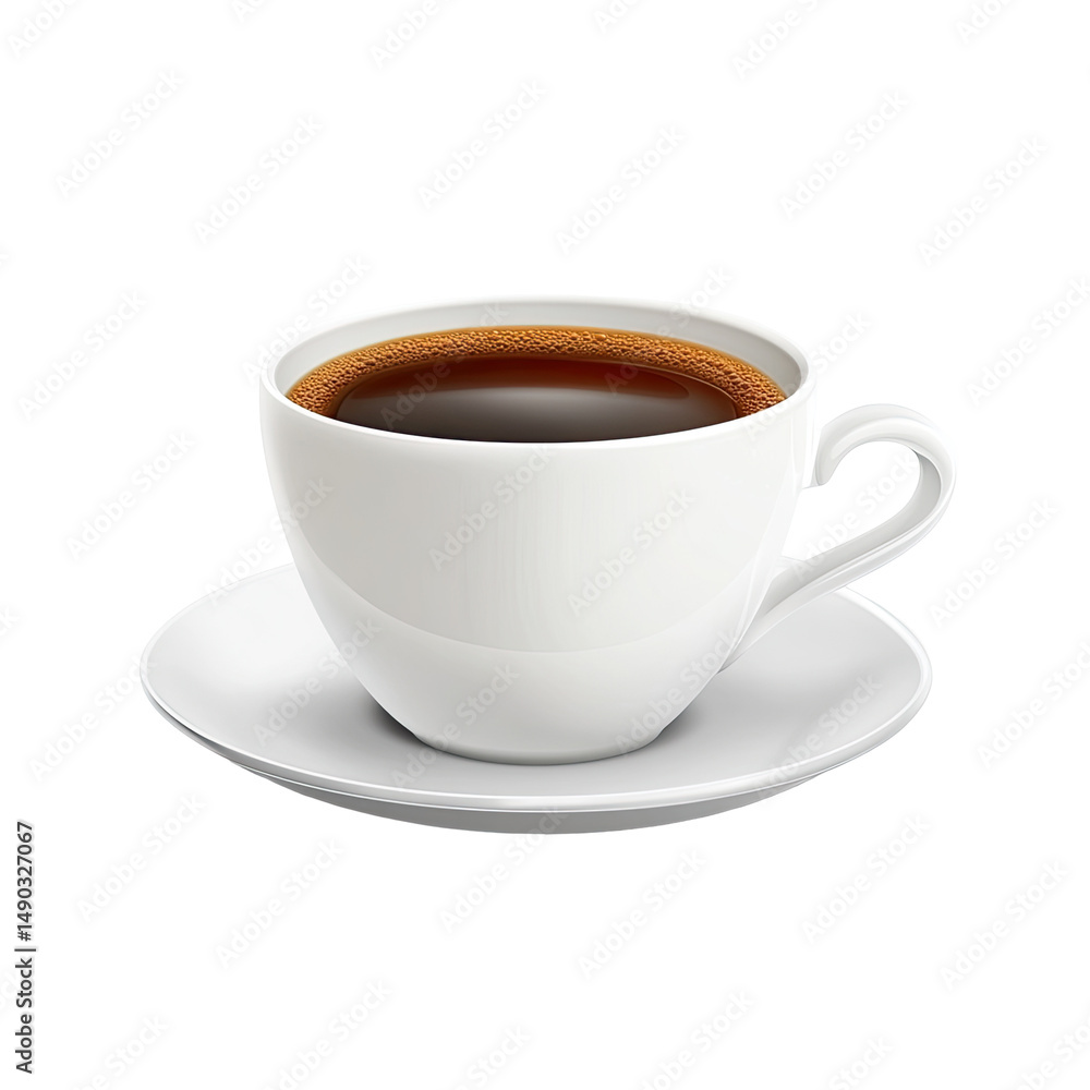 Hot black coffee in a white cup Hot black coffee in a white cup