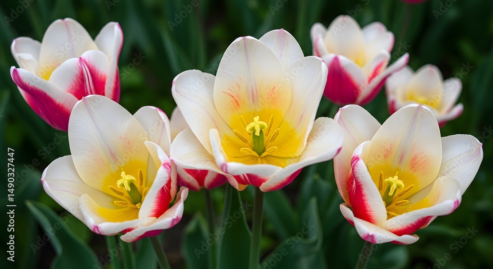 Fototapeta premium White Tulip with Red Edge
