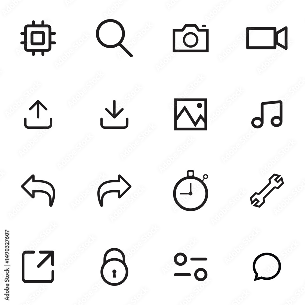 Mobile Application Essential Minimal UI Interface Icon Set symbols signs Vector Mobile Application Essential Minimal UI Interface Icon Set symbols signs Vector
