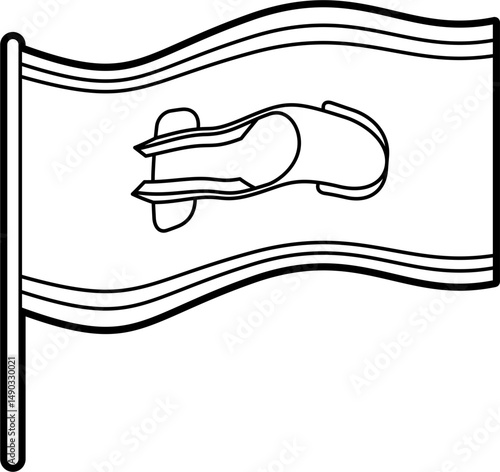Bobsleigh flag outline vector