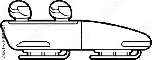 Bobsleigh team outline vector