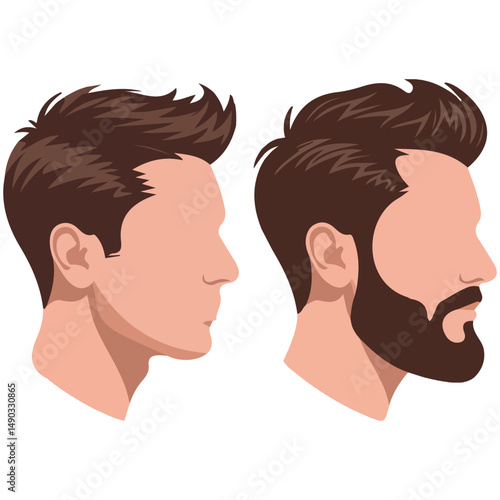 Male portrait set with varied hairstyles isolated vector illustration