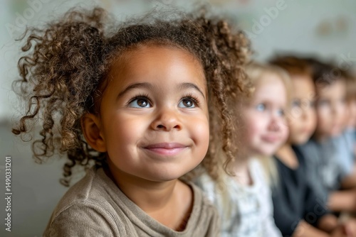 Wallpaper Mural Smiling african child with curly hair among diverse group of children Torontodigital.ca