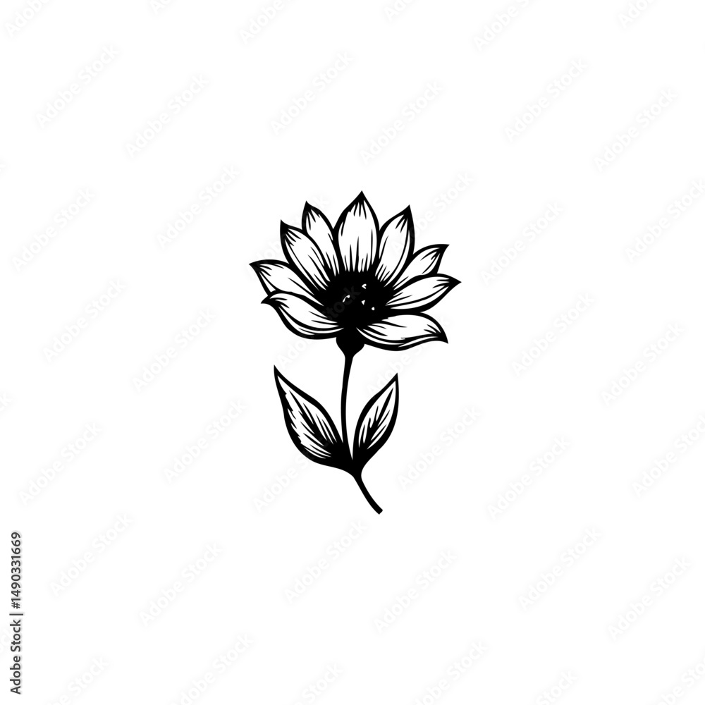 Obraz premium Elegant floral illustration in black and white for botanical designs