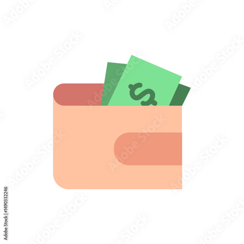 Simplified wallet with cash symbolizing financial resources and savings potential
