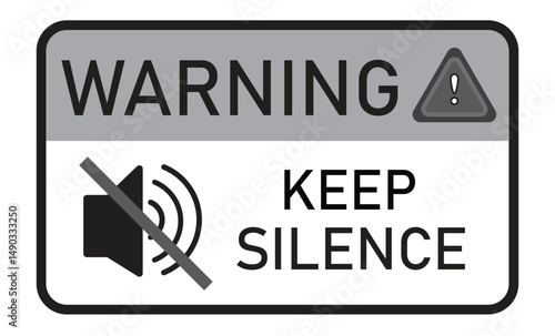 Warning keep silence icon, no sound sign