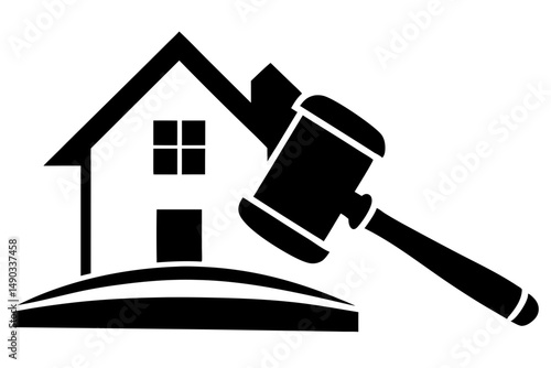Home and Gavel Real Estate Symbol Vector