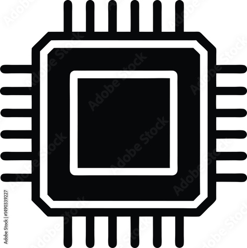 Chip Processor Icon Outline Vector Illustration