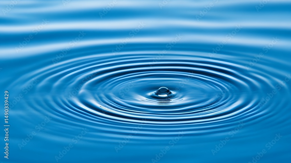 Tranquil water ripples with a single droplet creating concentric waves Tranquil water ripples with a single droplet creating concentric waves