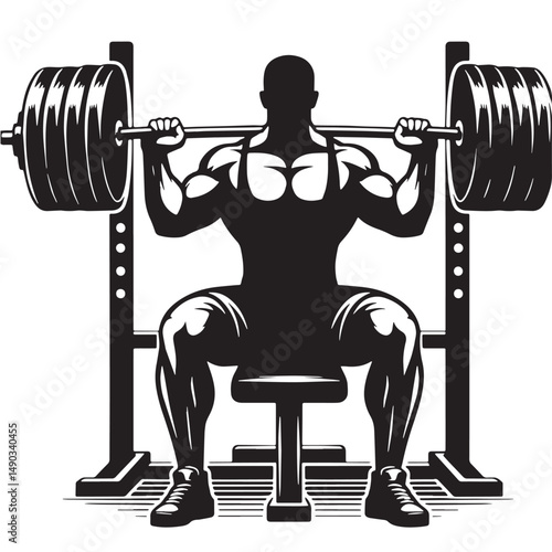 Powerlifting Silhouette line art vector illustration on white background