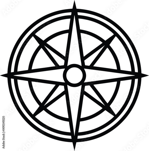 Compass Rose Icon Outline Vector Illustration