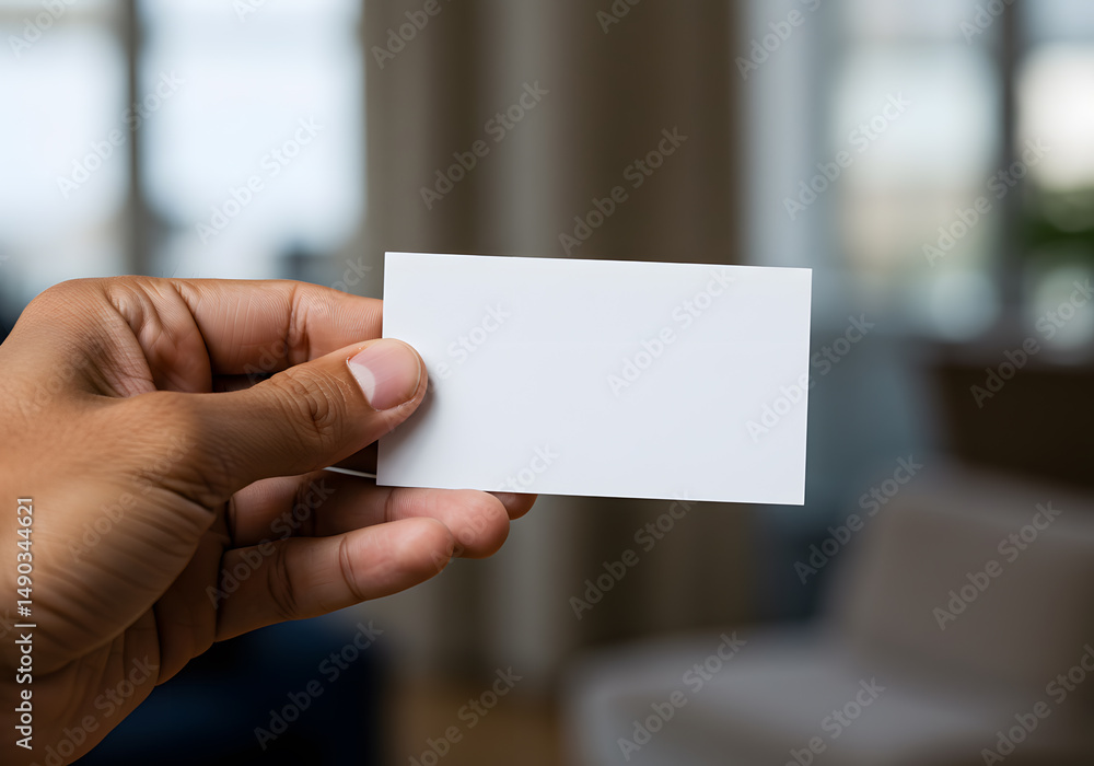 Hand holding blank business card Hand holding blank business card