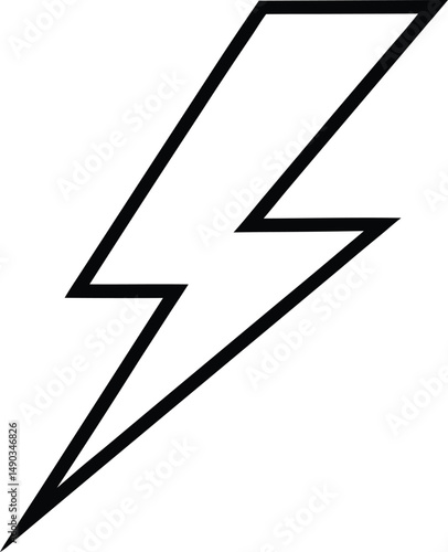 Lightning Bolt Icon Outline Vector Illustration