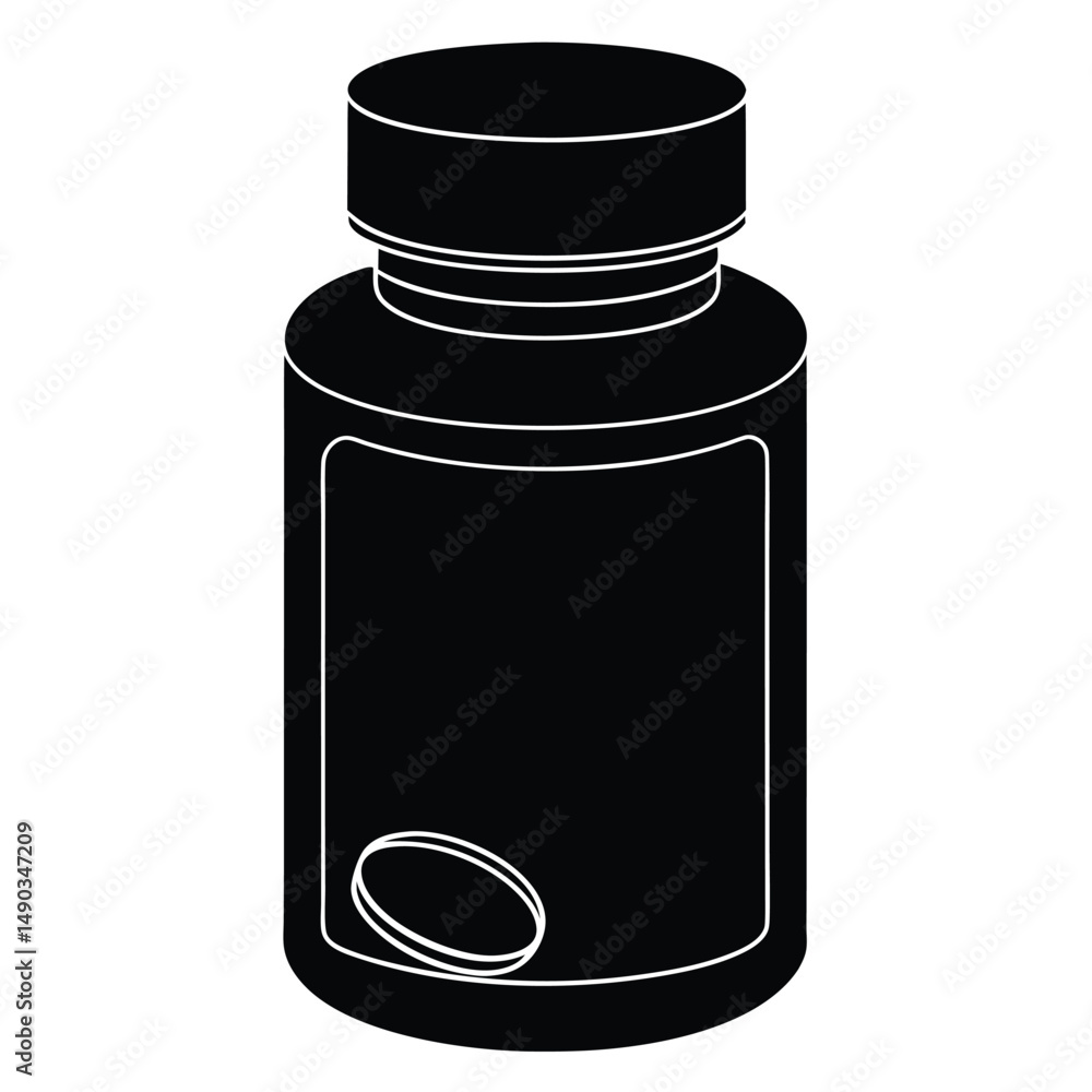 Fototapeta premium a silhouette of a medicine bottle with a pill cap