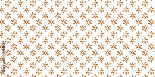 Golden vector floral seamless pattern. Abstract luxury geometric ornamental texture with small flower silhouettes. Gold and white simple ornament in oriental style.