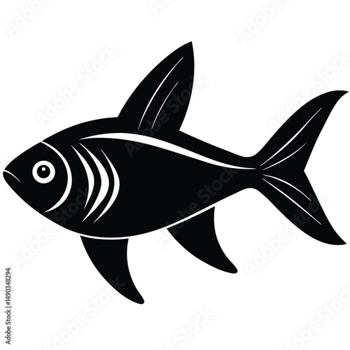 a silhouette of a small tetra fish with a streamlined body