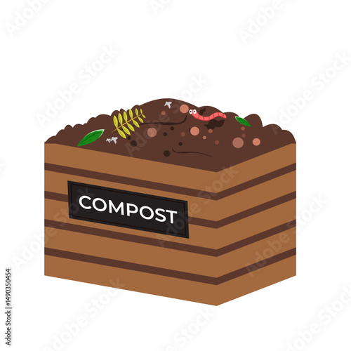 compost fertilizer in tub for plant fertility