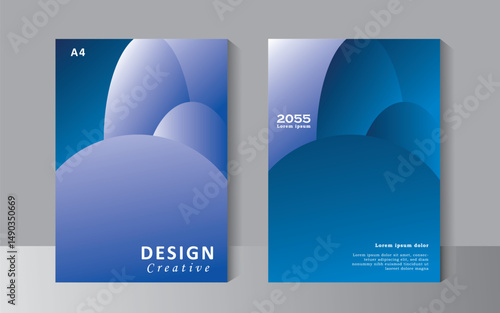 Template vector design for Brochure, Book cover, Annual Report, Magazine, Poster, Corporate Presentation, Flyer, modern with blue print ready color, with geometric shape, A4 size template