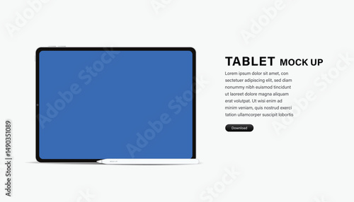 3d realistic tablet and tablet pencil Mockup, blue Screen, Separated Shadow and Background for web, ux ui, app advertising banner template