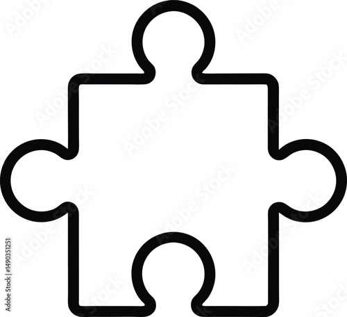 Puzzle Piece Icon Outline Vector Illustration