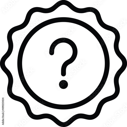 Question Mark Badge Icon Outline Vector Illustration