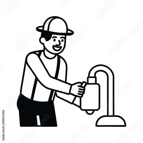 Community Worker Installing Clean Water Systems