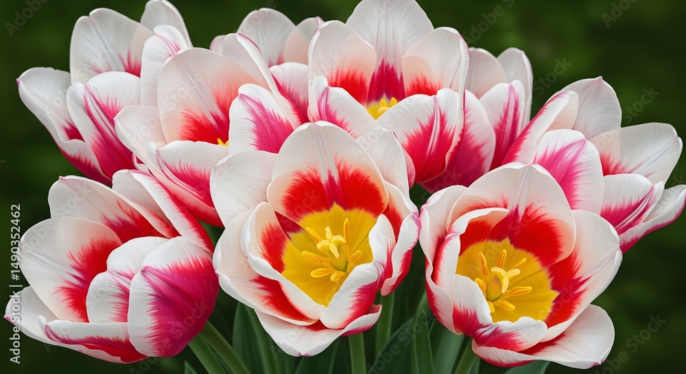Fototapeta premium Tulip Flower White Red Bloom
