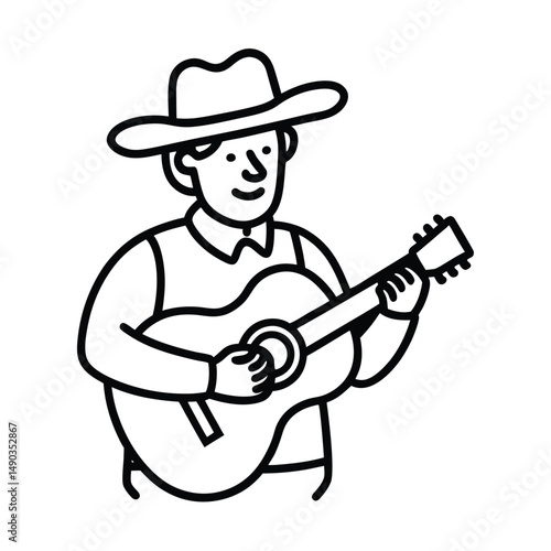 Farmer Playing Guitar After a Long Workday