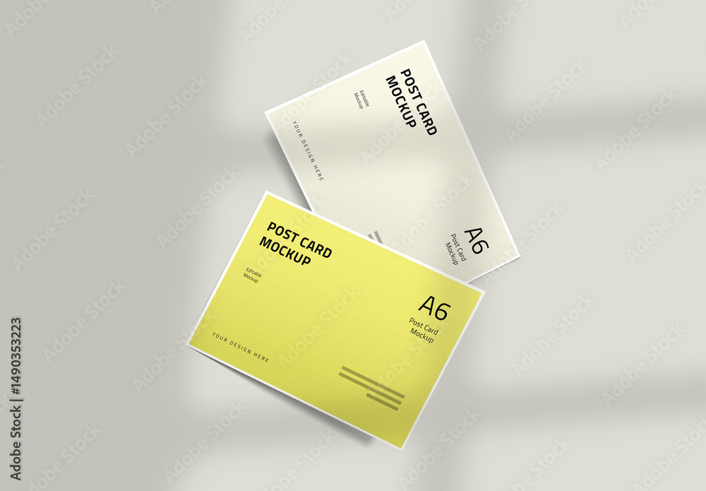 Mockup Of Two Customizable A6 Postcards Stock Template | Adobe Stock