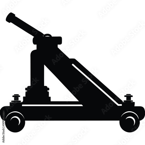 the silhouette of a hydraulic jack used for lifting vehicles