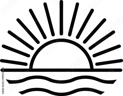 sunrise icon outline vector illustration