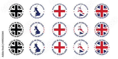 set of  made in england circle sign label design vector	

