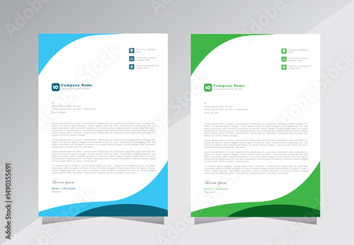 Colorful business letterhead template design. creative letterhead template design with blue and green color. A4 letterhead template design. modern letterhead design template. Vector eps 10