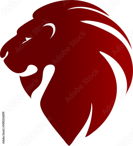 Wallpaper Mural A bold, dark red silhouette of a lion's head. . Torontodigital.ca
