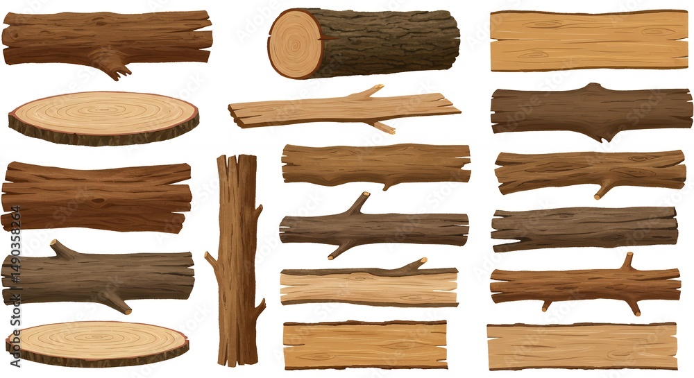 Wood pieces collection illustration Wood pieces collection illustration