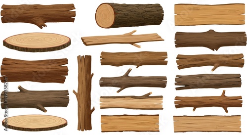Wood pieces collection illustration