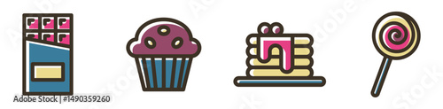 Color candy icon set. Candy element vector collection. Lolli pop icons. Vector illustration eps 10
